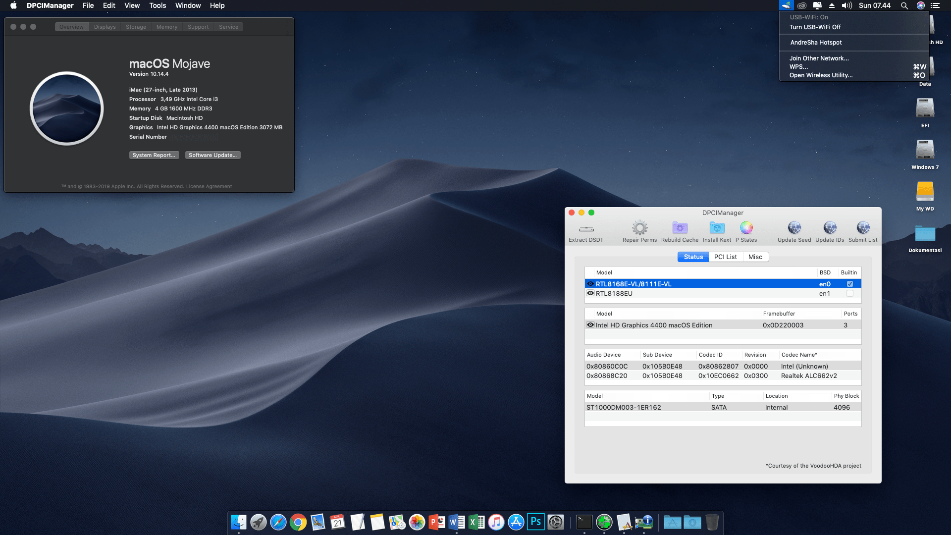 Succes Hackintosh macOS Mojave 10.14.4 Build 18E226 at Foxconn H81MXV (V2) + Intel Core i3 4150